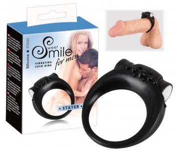 SMILE Stayer - vibrációs péniszgyűrű (fekete)